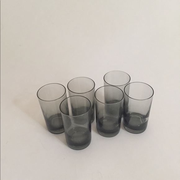 MCM grey tinted set of 6 small water glasses - Picture 4 of 4